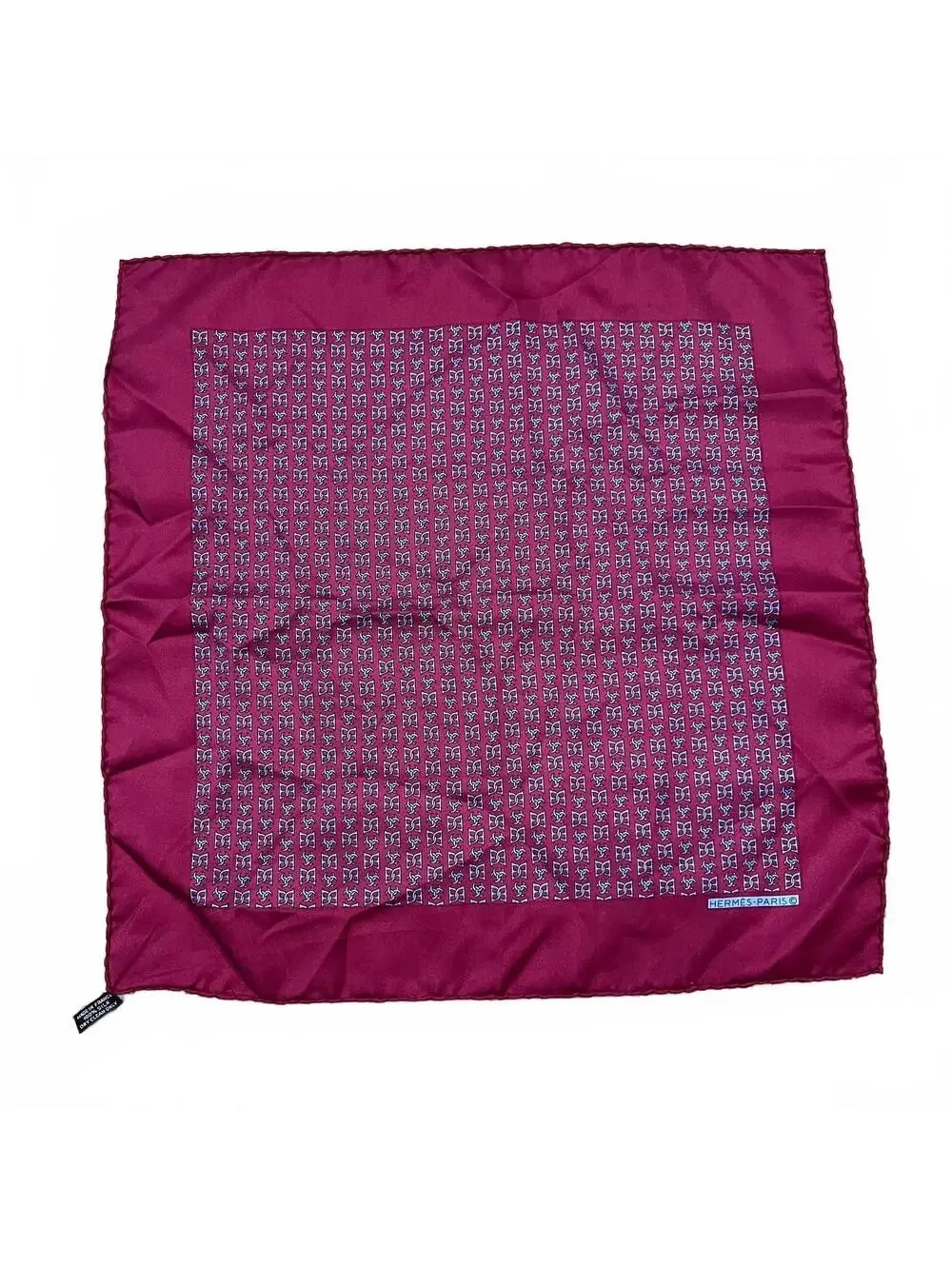 Hermes Petit Carre Silk Red All Over Print Pocket Square